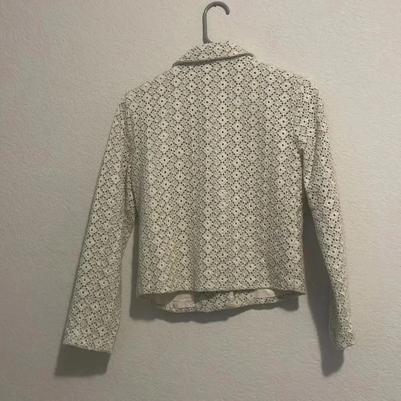Anthropologie Dolan Left Coast Rossi Eyelet Moto Jacket Blue White Size XS - Picture 4 of 5